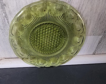 Bartlett-Collins Avocado Green Glass Sandwich Plate