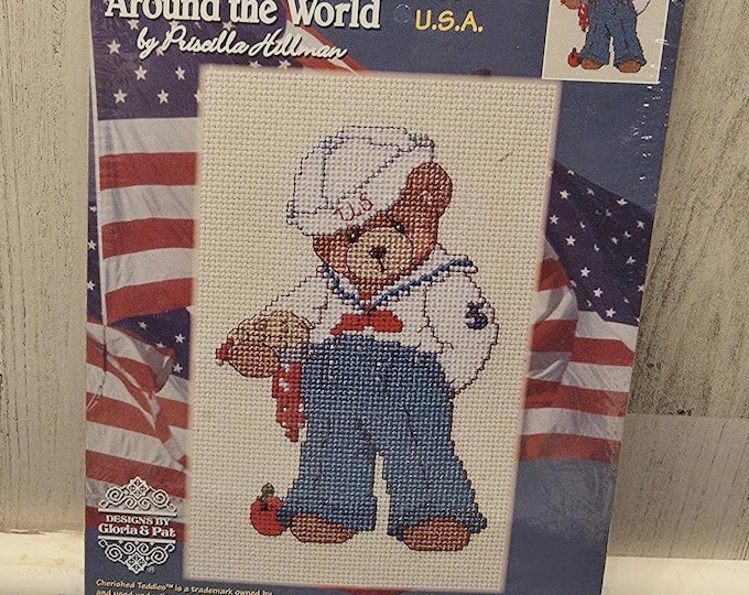 Bob from Cherished Teddies Around the World by Priscilla Hillman Counted Cross Stitch by Janlynn