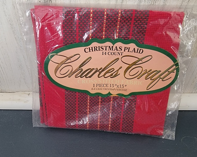 Charles Craft Cranberry Christmas Plaid Cross Stitch Fabric