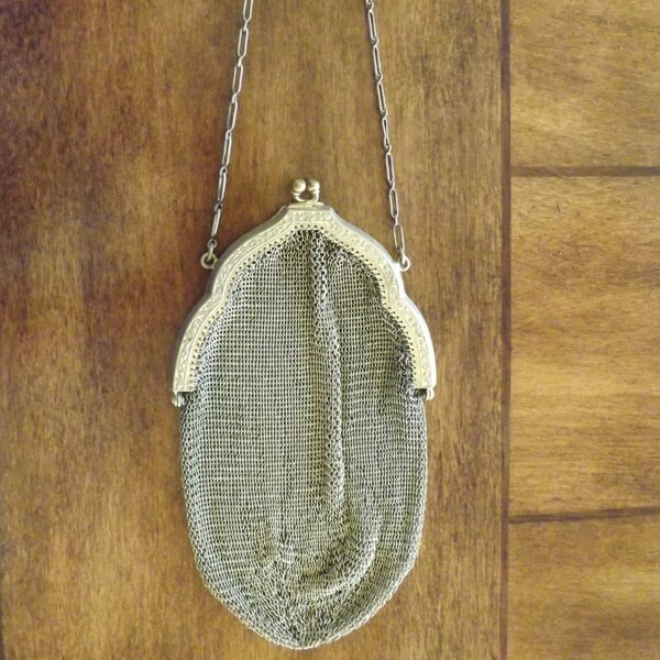 Vintage Mesh Coin Purse_Antique Mesh Purse_Antique Metal Mesh Purse_Perfect Metal Mesh Purse