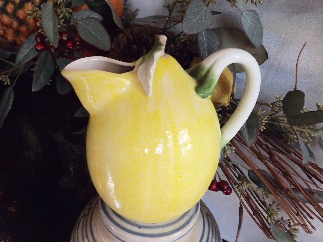 Vintage Lemon Pitcher With Leaf and Vine Handle_french Cottage Etsy