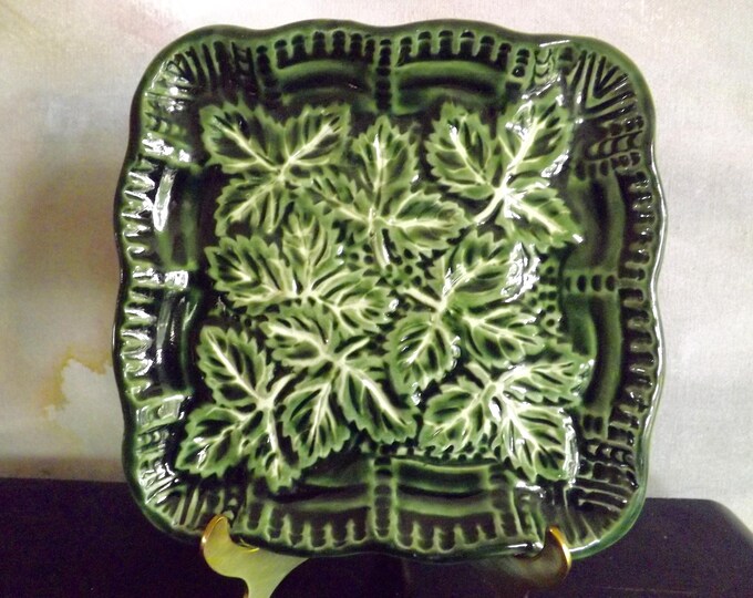 Vintage Pleasant Valley Pottery Green Leaf Dish Made in Italy Etsy