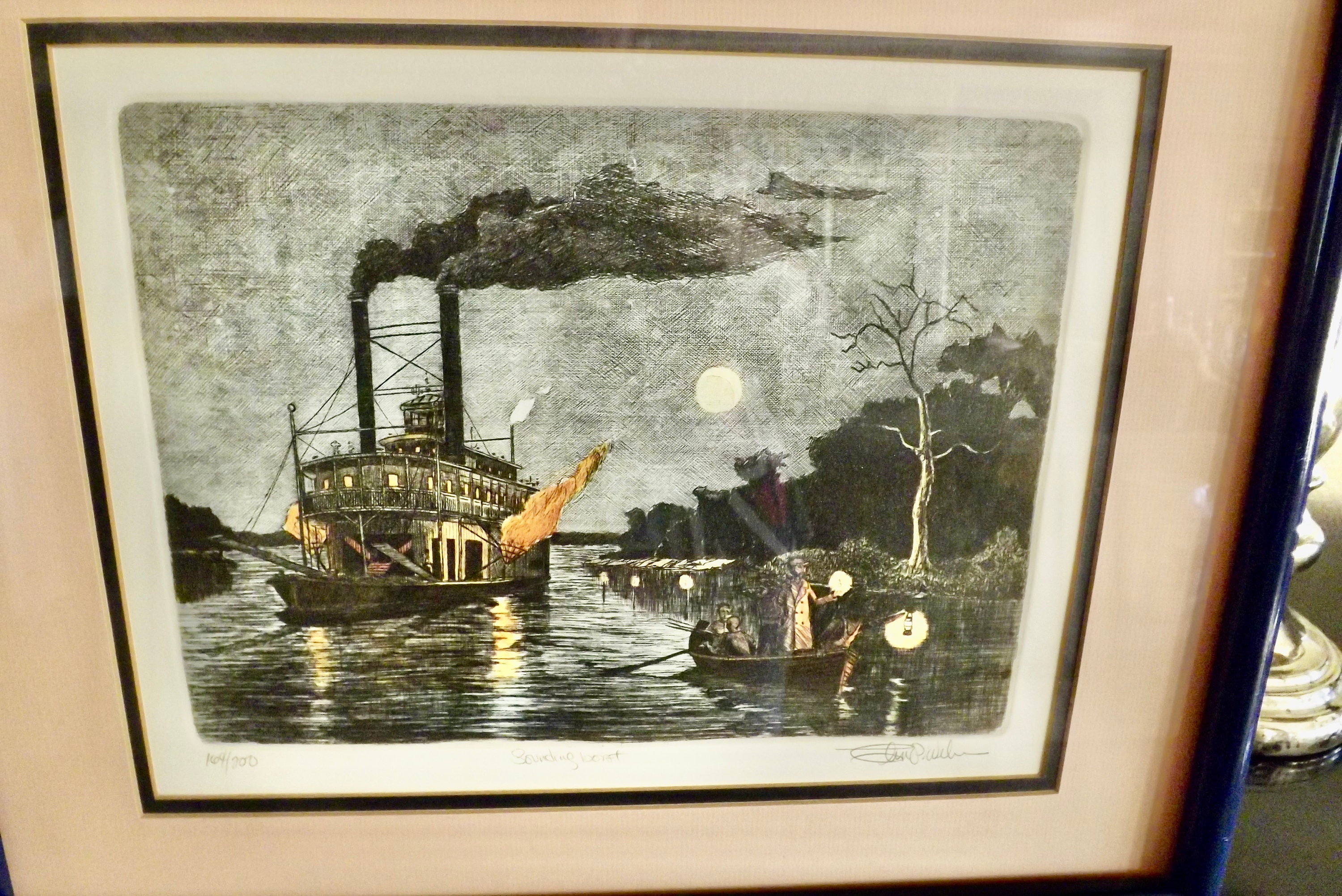 Original Glen P Weber Steamboat Etching Titled Sounding 164/200