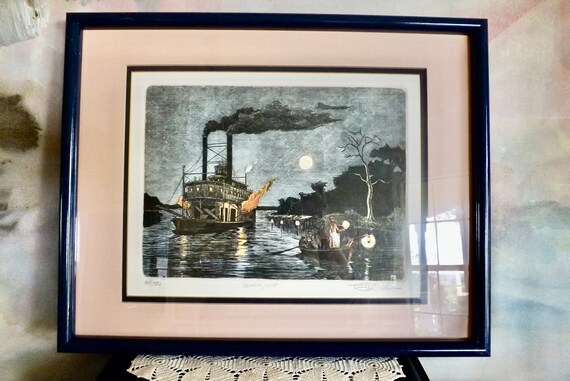 Glen Weber Shrimp boat エッジング Original Glen P Weber Steamboat Etching Titled Sounding 164/200