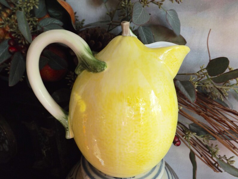 Vintage Lemon Pitcher With Leaf and Vine Handle_french Cottage Etsy