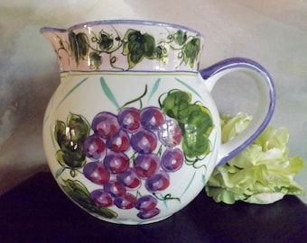 English French Cottage Kitchen Pitcher With Green Purple And Blue Grapes 64 oz Purple Kitchen