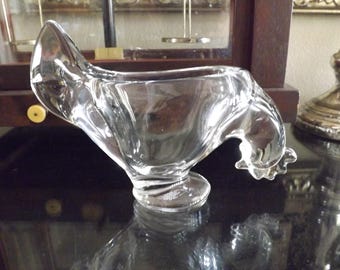 Art Vannes French Crystal Rooster Candy Dish: Vintage Chicken Decor