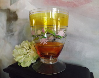 Romanian Euroglass Art Glass Vase Mouth Blown Yellow Orange Pink And Green Boho Decor