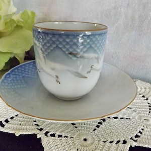 Copenhagen Seagull Demitasse Cup And Saucer Made In Denmark For Danbury Mint Bing & Grondahl
