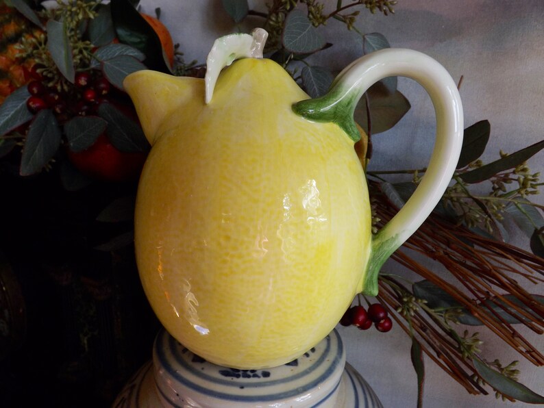 Vintage Lemon Pitcher With Leaf and Vine Handle_french Cottage Etsy