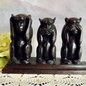 Three Wise Monkeys Figurine: Hear See Speak No Evil Symbol