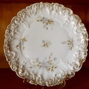 Dresden Cake Plate Gold Trim And Forget Me Nots Ornate Details German Plate