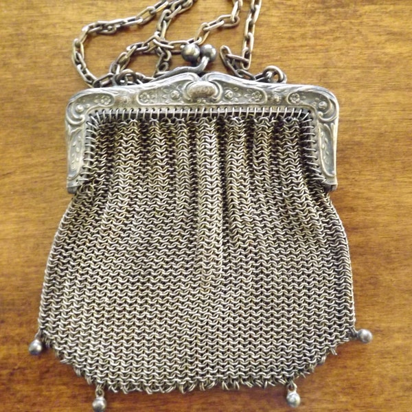 Vintage Mesh Coin Purse Made In Germany Marked Silver Plate_Adorable Silver Mesh Purse_Made In Germany