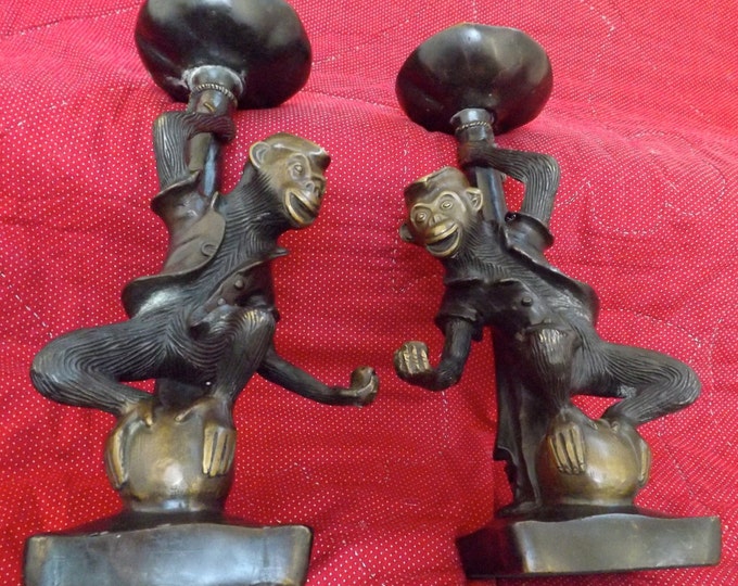 Solid Brass Monkey Candle Holders_monkey Candle Holders_brass Etsy