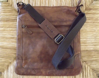 Vintage Massimo Dutti Brown Leather Crossbody Messenger Bag - Etsy Finland