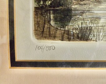 Glen P Weber Signed Etching: Steamboat 'amy Hewes' Framed Marine