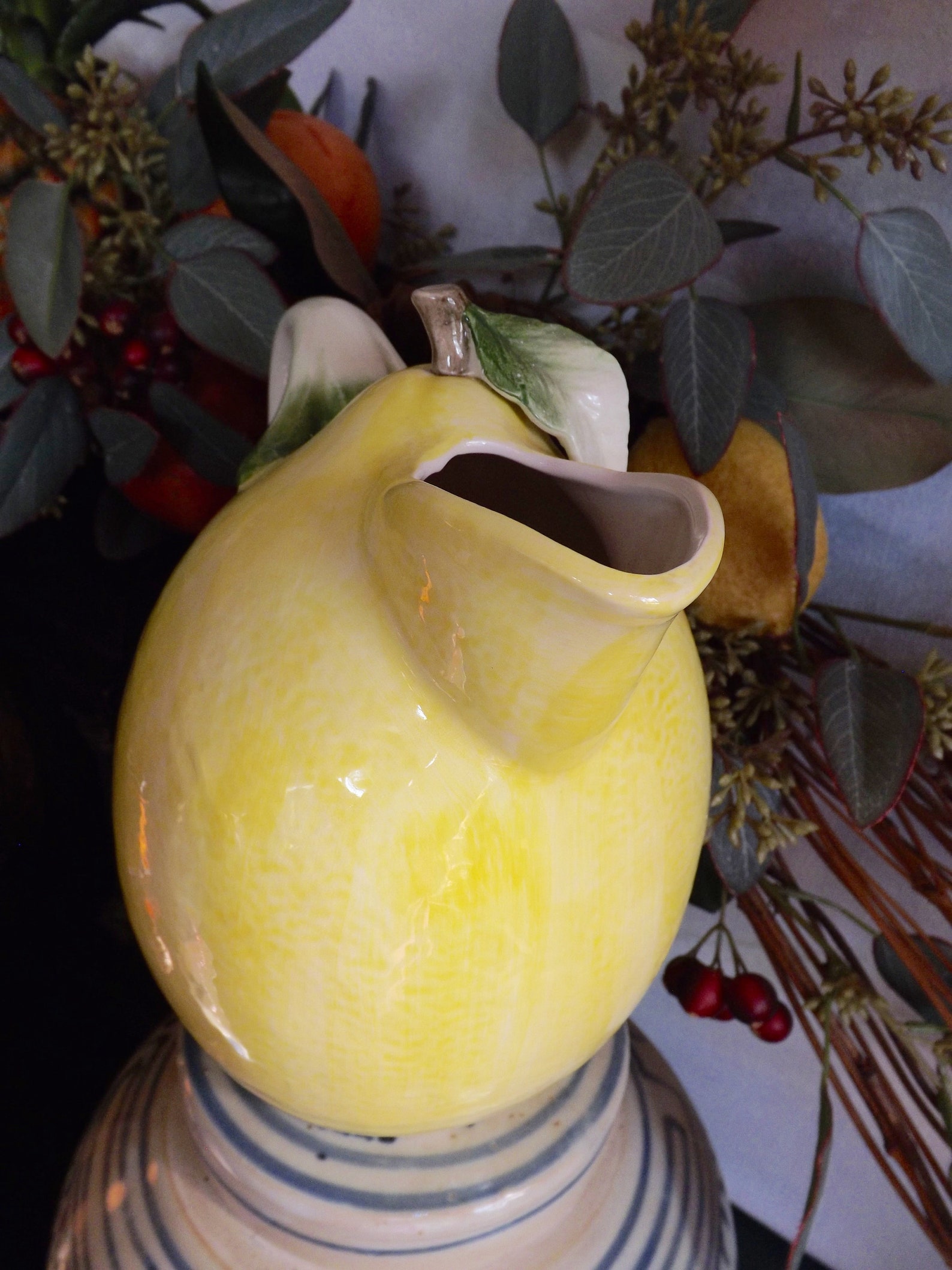 Vintage Lemon Pitcher With Leaf and Vine Handle_french Cottage Etsy