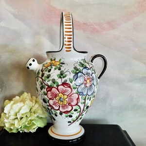 DERUTA WINE PITCHER Jug Top Handle Marked Santucci Made In Italy 12&quot; Mediterranean Kitchen