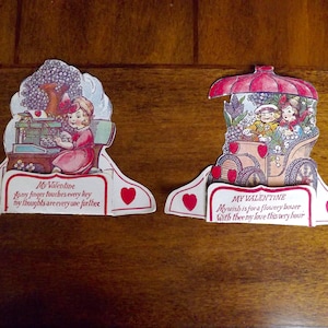 Vintage Valentine Cards Honeycomb Stand Up 1920s_Love Cards With Honeycomb_Valentine With Old Car_Valentine With Typewriter