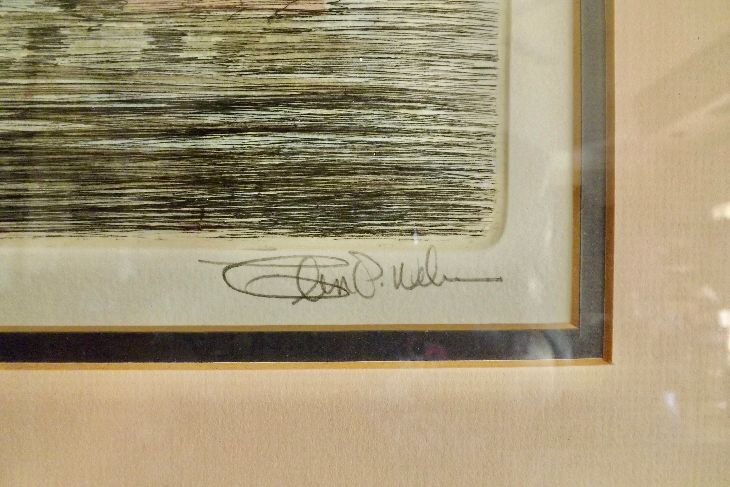 Glen P Weber Signed Etching: Steamboat 'amy Hewes' Framed Marine