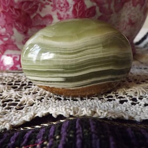 Natural Green Onyx Egg Paperweight Organic Home Decor