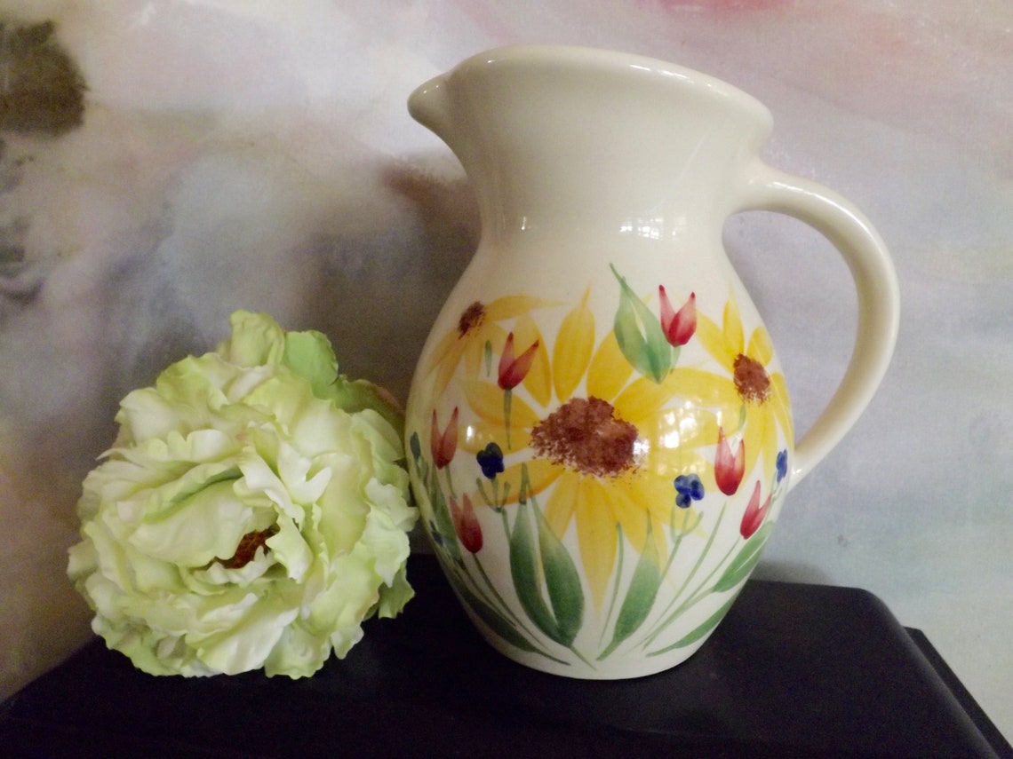 Vintage Emerson Creek Pottery Pitcher Bedford VA With Bright Etsy