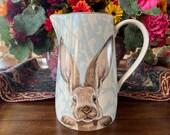Williams Sonoma Rabbit Stoneware Pitcher Damask Easter Bunny 85oz