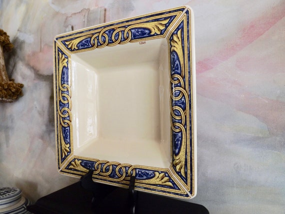 Tiffany Boutique Tuscany Pattern Large Square Serving Bowl Blue