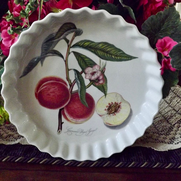 Portmeirion Pomona Quich Tart Baking Dish Botanical Peach Design 11" English Cottage Kitchen