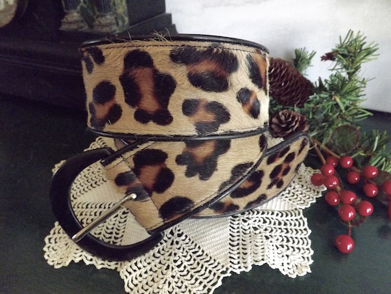 Vintage Saks Fifth Avenue Leopard Belt Wide Sz M C