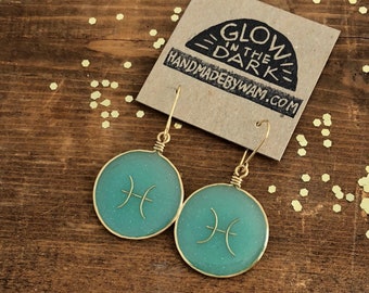 Pisces Zodiac Sign Glow Earrings