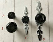 Gray Glass Knobs Crystal Knob Rhinestone Grey Dresser Pull Drawer Pulls Handle Kitchen Cabinet Knob Door Knob Bling Back Plate ARoseRambling
