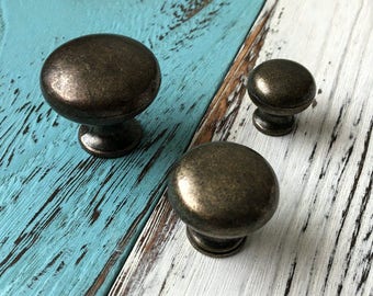 Brushed Nickel Round Cabinet Knobs Drawer Pulls Drawer Etsy