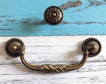 Vintage ‘50’s Cast Brass Drop//Bail Drawer Pull Handle