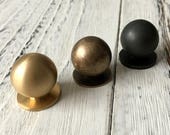 Small Brass Knob Tiny Mini Dresser Knob Drawer Knobs Door Pulls Cabinet Knobs Antique Black Bronze Vintage Look Hardware Solid ARoseRambling