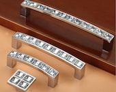 2.5 quot 3.75 quot 5 quot Glass Crystal Look Dresser Pulls Drawer Pull Handles Kitchen Cabinet Door Handle Rhinestone Clear Silver Modern 64 96 128 mm