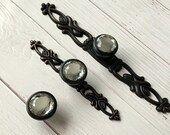 Glass Cabinet Knob Crystal Knobs Oil Rubbed Bronze Dresser Knobs Pulls Drawer Pull Handles Cabinet Door Knobs Handle Retro Back Plate Plates