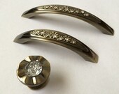 3.75 quot 5 quot Glass Dresser Pulls Drawer Pull Handles Crystal Cabinet Door Handle Rhinestone Bronze Clear Cupboard Bling Hardware 96 128 mm
