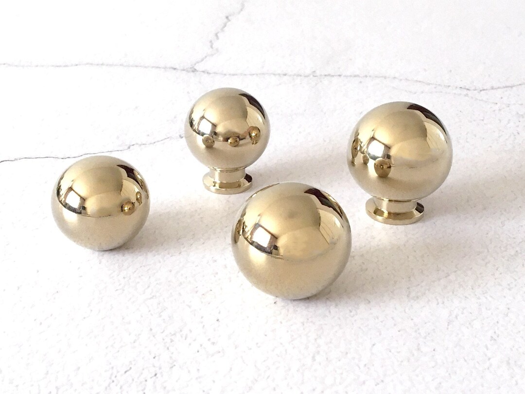 Brass Ball Knob Solid Brass Knob Ball Knobs Polished Brass Dresser Pull