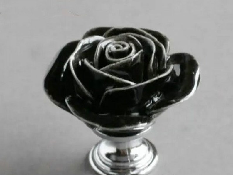 Pink Rose Dresser Knob Drawer Knobs Pull Floral Purple Red Etsy