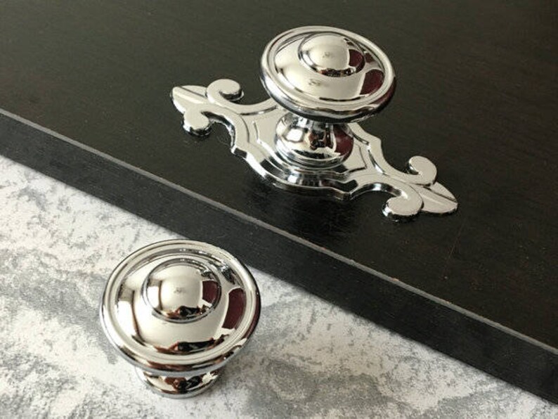 Silver Chrome Dresser Knob Back Plate Plates Drawer Knobs Pulls Handles Kitchen Cabinet Door Handle Pull Furniture Hardware