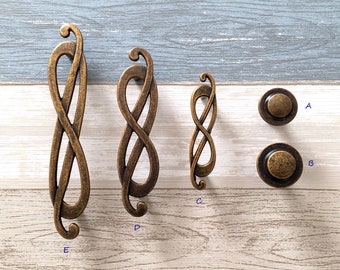 2.5" 3.75" 5" Dresser Drawer Pulls Handles Cabinet Retro Kitchen Furniture Handle Pull Knob Hardware Antique Brass Handles 64 96 128 mm