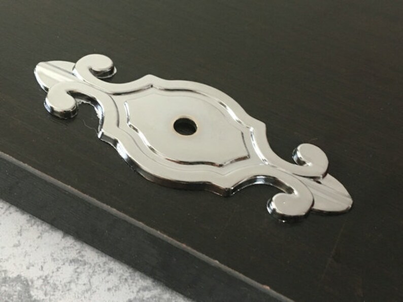 Silver Chrome Dresser Knob Back Plate Plates Drawer Knobs Etsy