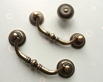 3.5“ 4.25” Drop Bail Swing Dresser Pulls Drawer Pull Handles Knob Antique Bronze Kitchen Cabinet Handle Knobs Rustic 4 1/4" 3 1/2" 90 108 mm