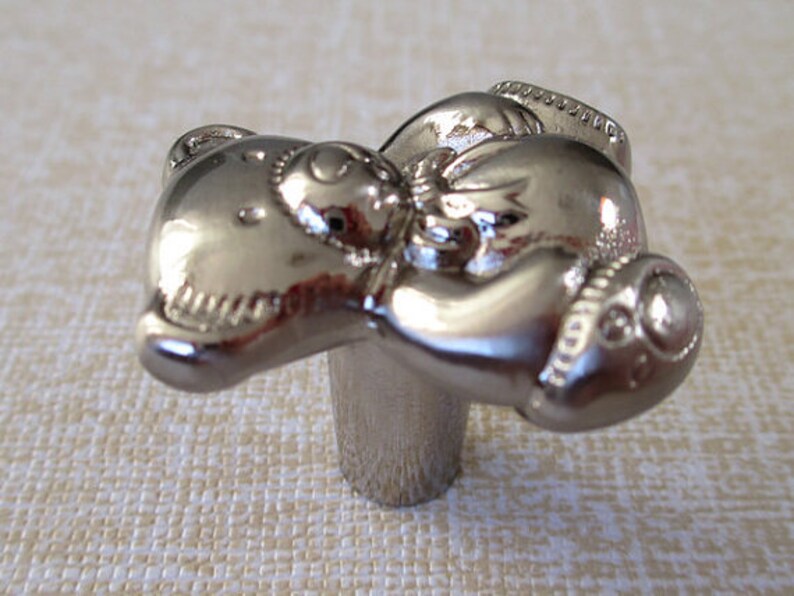 Small Bear Knob Childrens Drawer Knobs Pulls Gold Nickel Kids Etsy