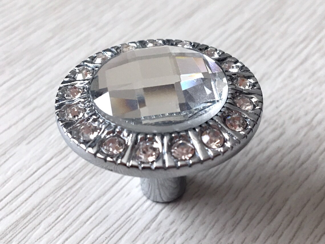 Crystal Knob Rhinestone Knobs Glass Dresser Knob Drawer Knobs Etsy