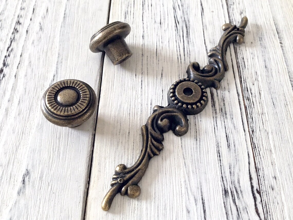 Vintage Style Dresser Knob Drawer Knobs Pulls Handles Back Etsy