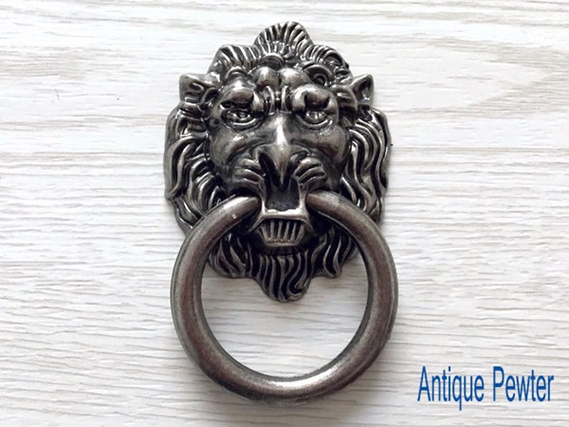 Lion Head Drawer Pull Knobs Dresser Drop Ring Antique Bronze Etsy