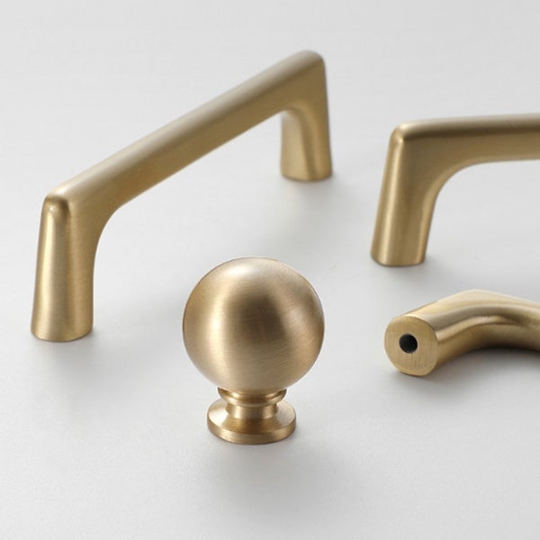 Brass Cabinet Handle Pull Brushed Brass Gold Drawer Pulls Handles Vanity Dresser Knobs Cupboard Door Pulls 96 128 160 192 mm ARoseRambling