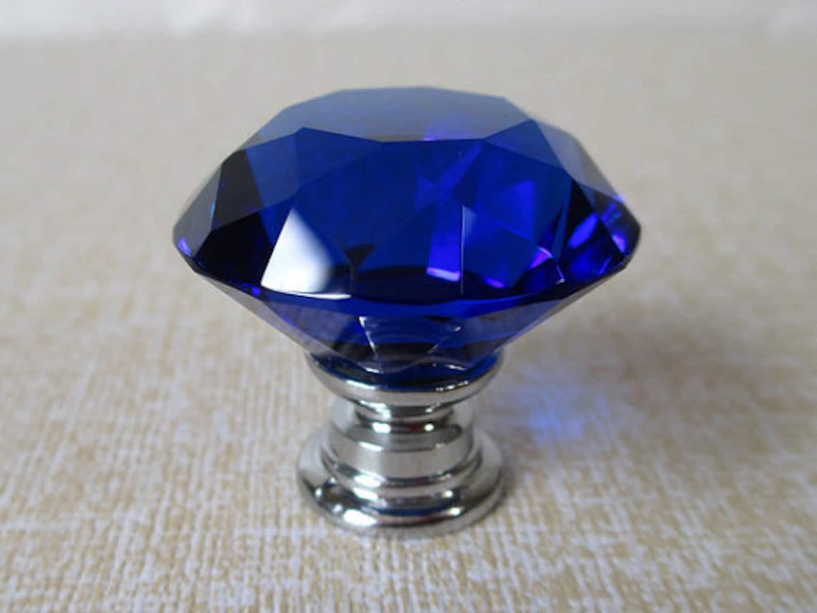 Blue Crystal Knob Glass Knobs Dresser Drawer Knobs Pull Etsy